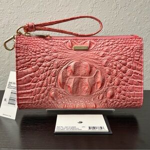 Brahmin PINK PUNCH MELBOURNE Leather DAISY Wristlet Clutch Cosmetic Bag HTF